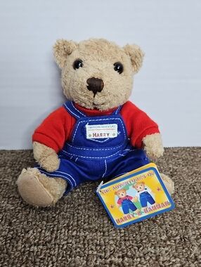 2003 American Adventure 5" Tan Harry Teddy Bear Beans Blue Overalls Red Shirt